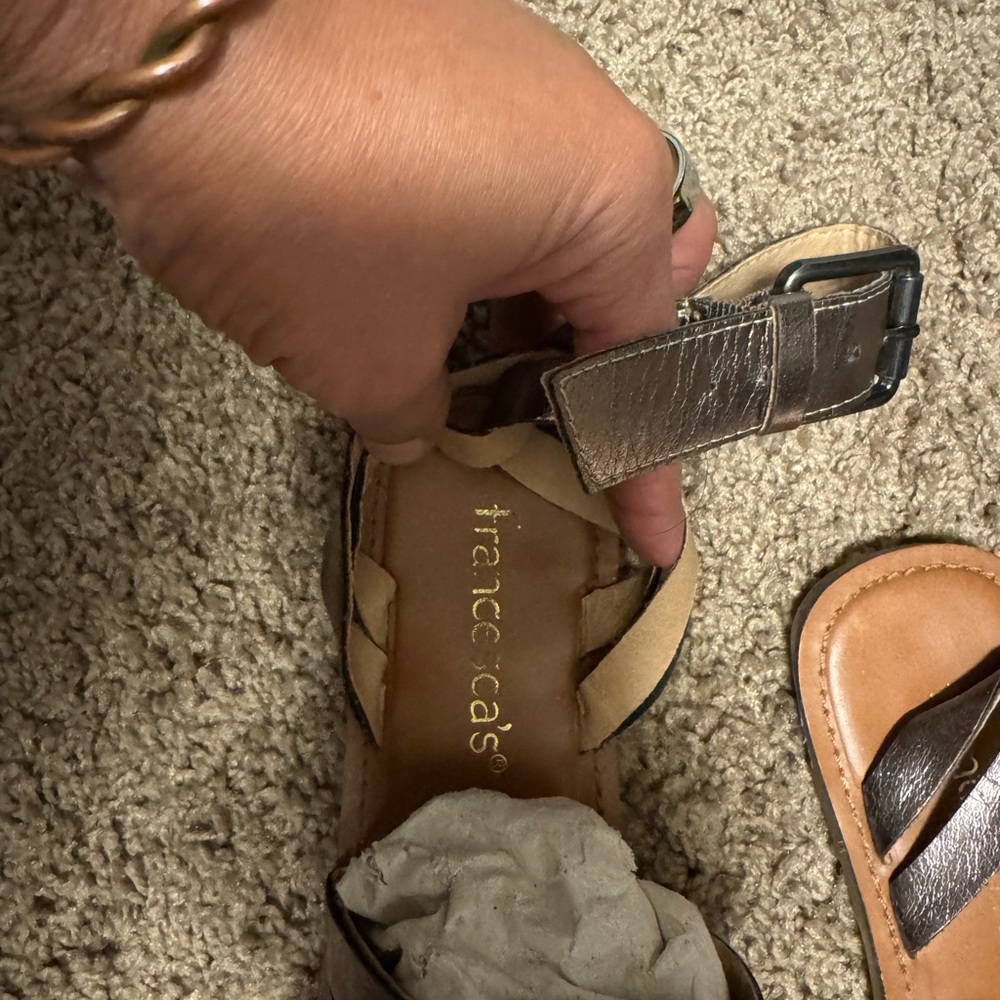 Francesca's Collections Silver Sandals with Strappy Design - Picture 4 of 5
